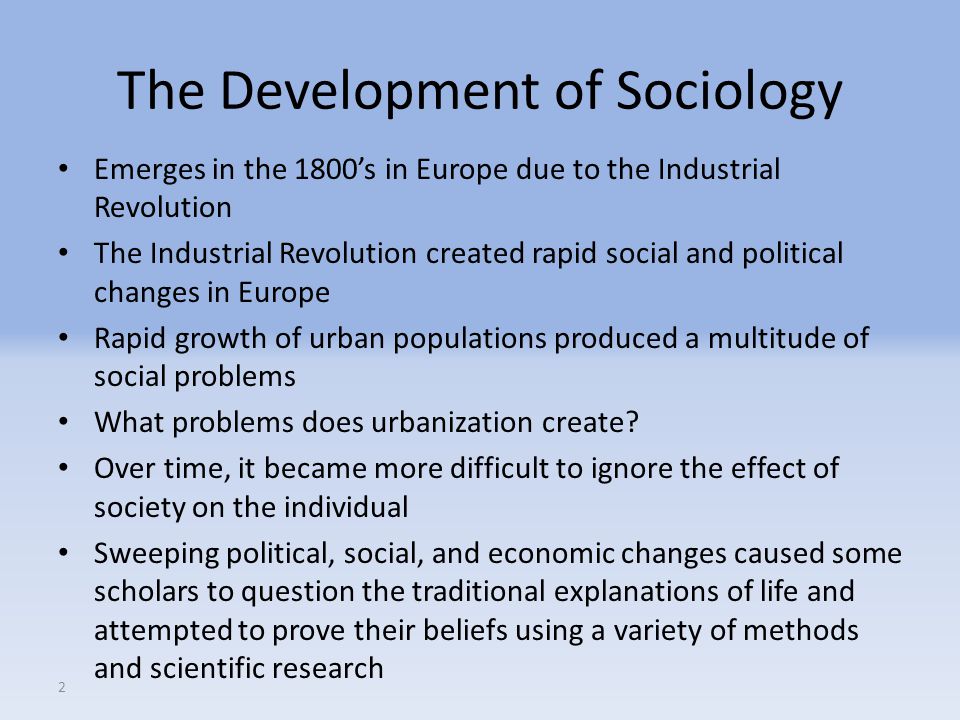 The Development of Sociology