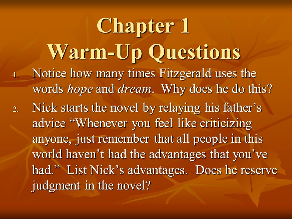 Chapter 1 Warm-Up Questions