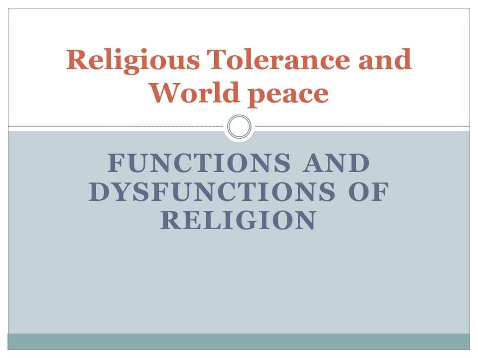 Religious Tolerance and World peace