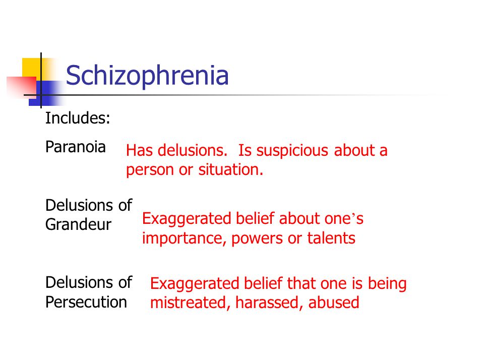 Schizophrenia Includes: Paranoia