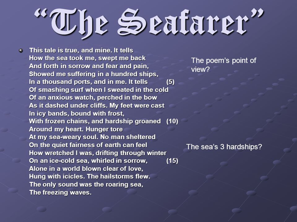 The Seafarer An Old English Elegy. - ppt download