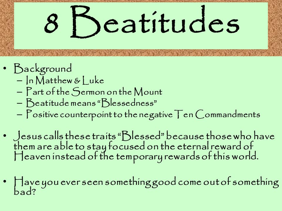 8 Beatitudes Background