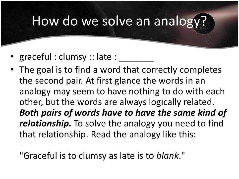 How do we solve an analogy