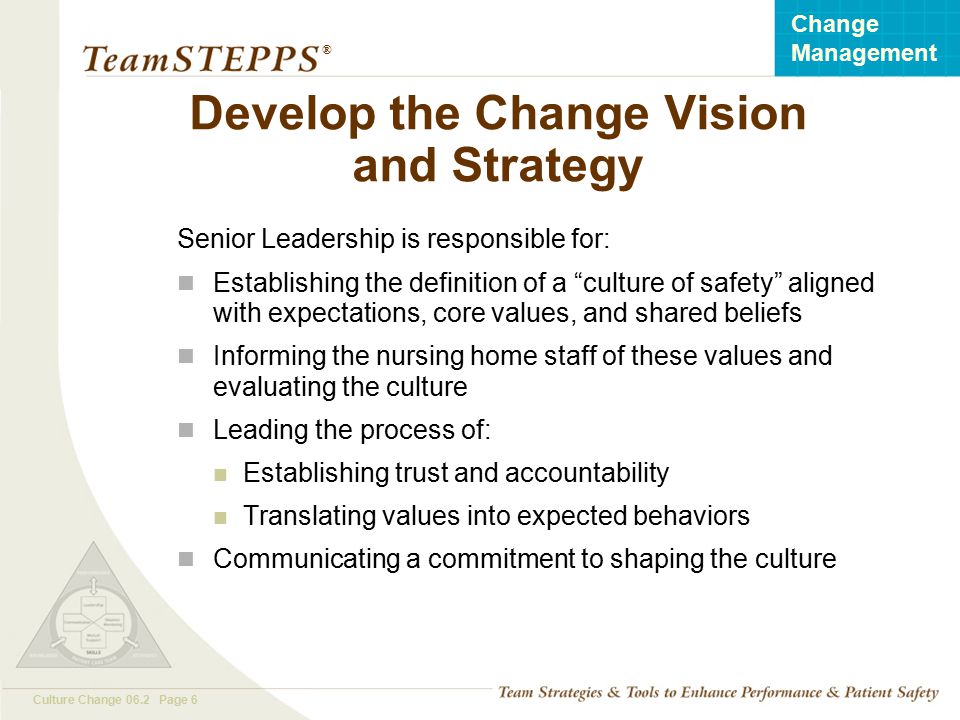 Develop the Change Vision and Strategy