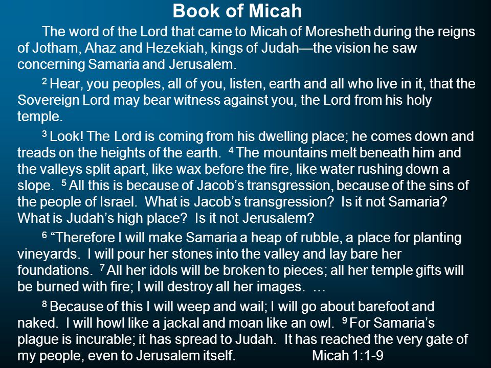 The Prophets August 8, 2013 – Obadiah, Jonah, Micah, Nahum, Habakkuk ...