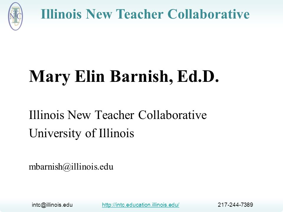 Mary Elin Barnish, Ed.D. Illinois New Teacher Collaborative