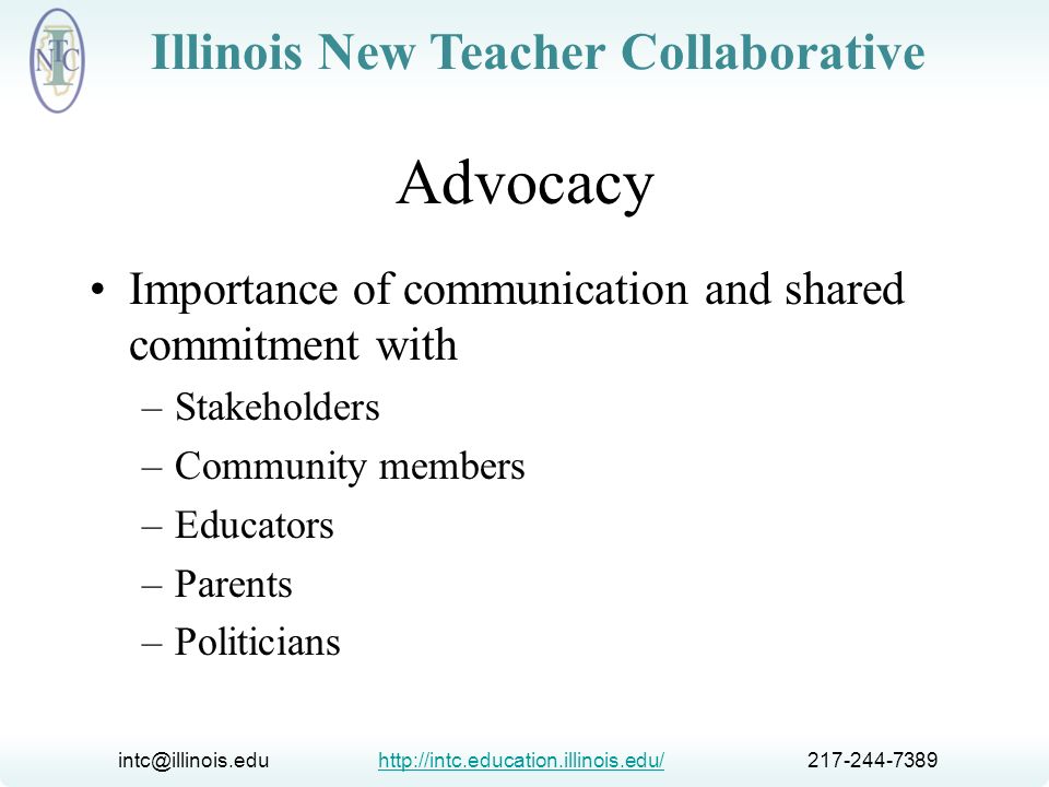 Advocacy Importance of communication and shared commitment with