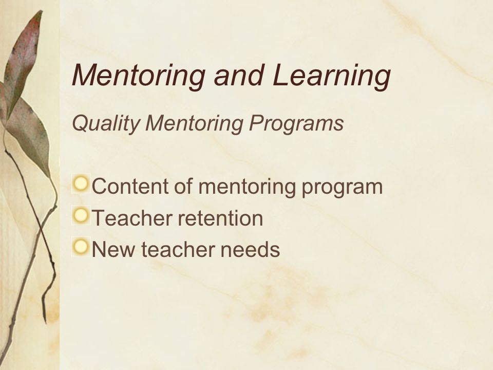 Mentoring and Learning