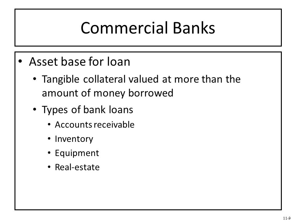 Commercial Banks Asset base for loan