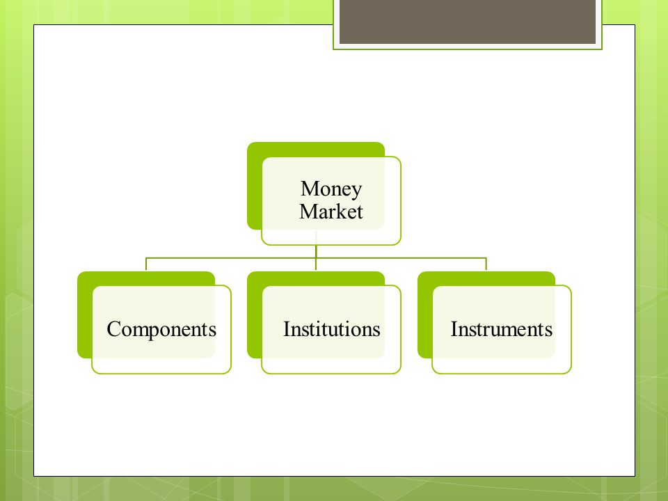 Money Market Components Institutions Instruments