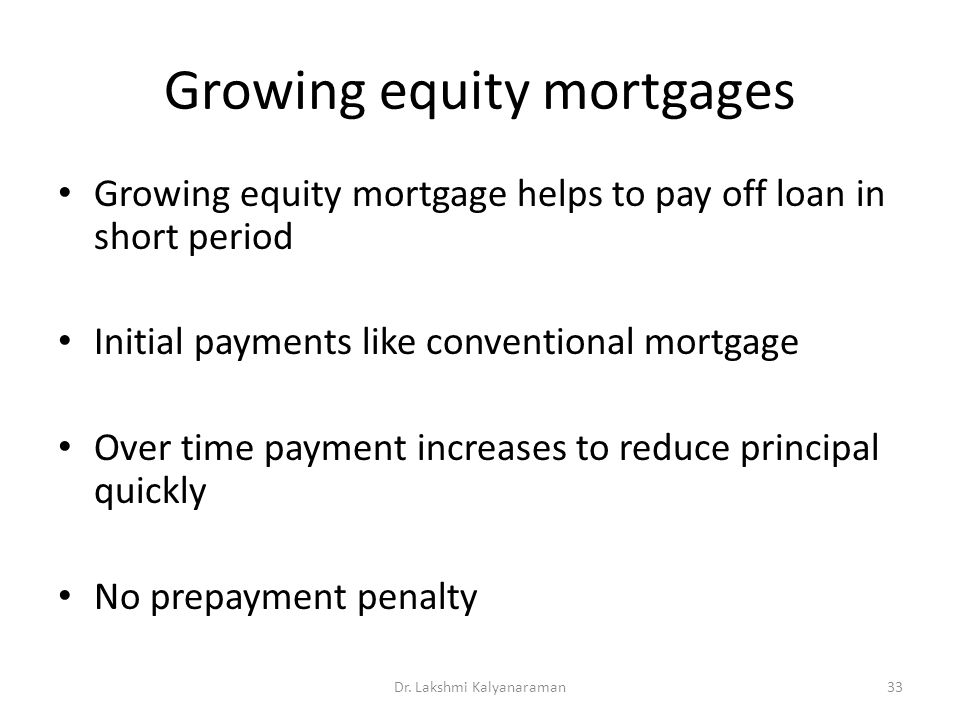 Growing equity mortgages