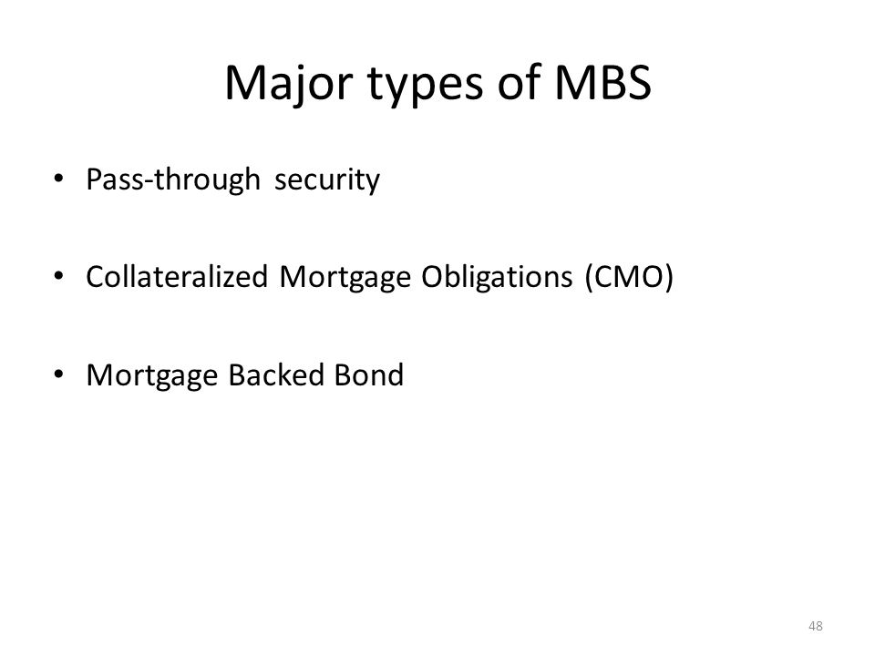 Major types of MBS Pass-through security