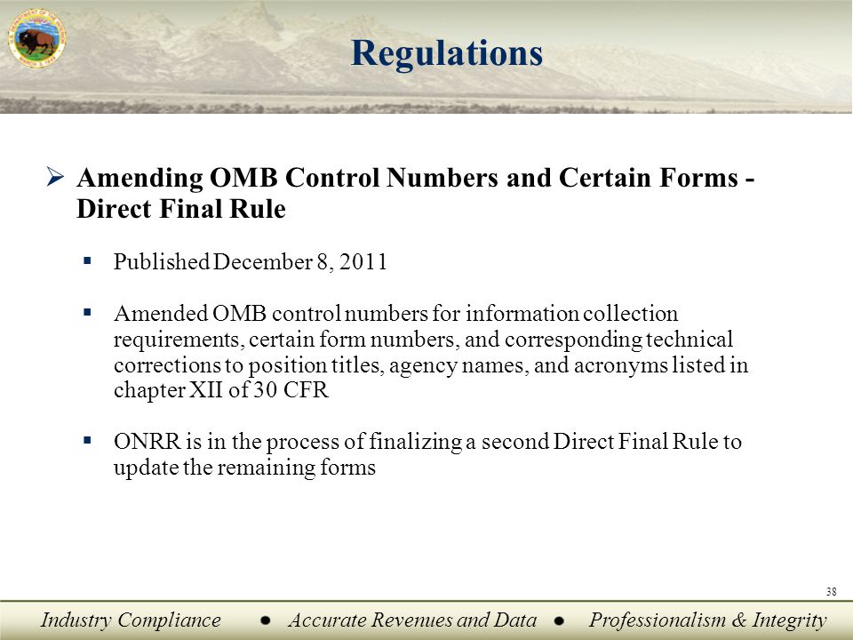 Regulations Amending OMB Control Numbers and Certain Forms - Direct Final Rule. Published December 8,