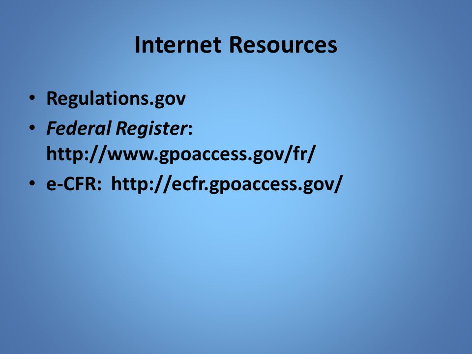 Internet Resources Regulations.gov