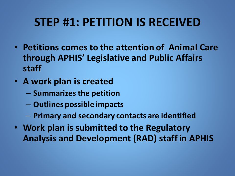 STEP #1: PETITION IS RECEIVED
