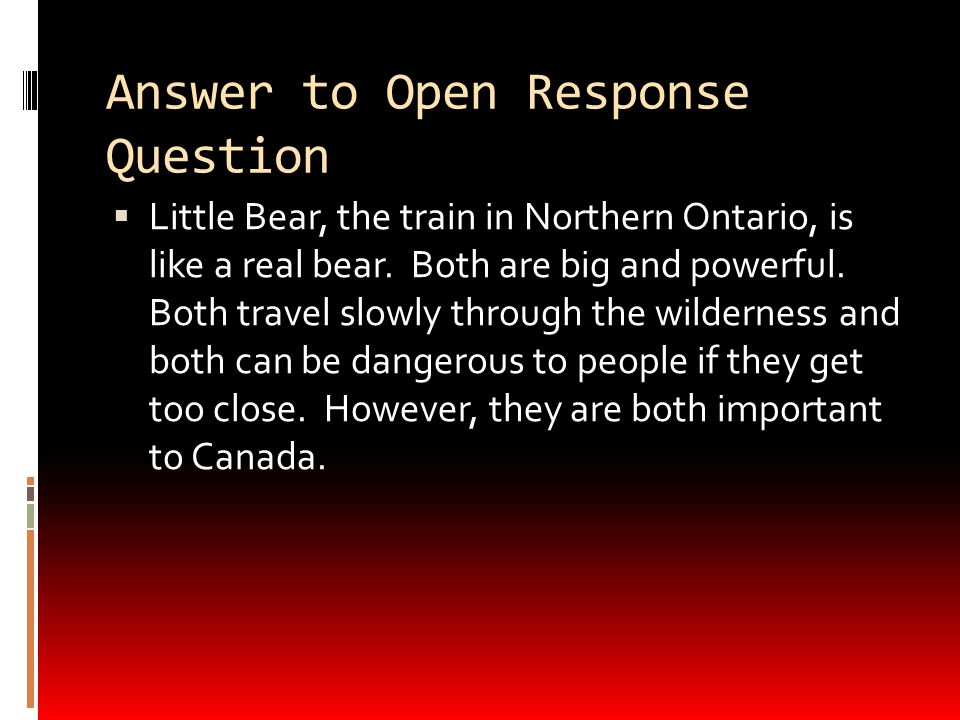 Answer to Open Response Question