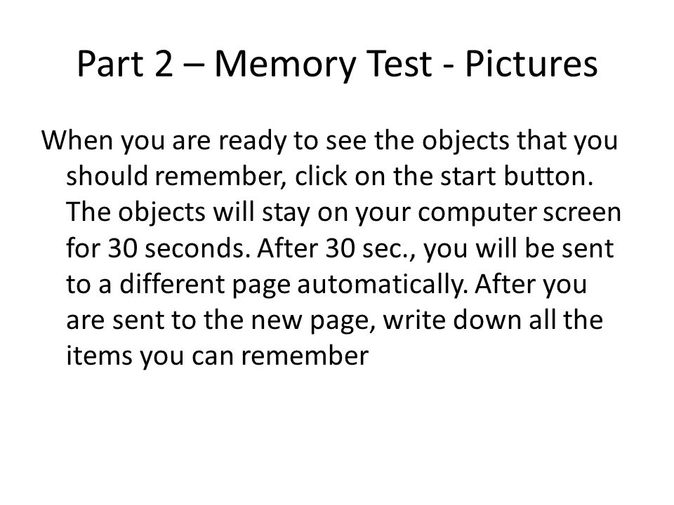 PPT - Memory Test PowerPoint Presentation, free download - ID:3470448