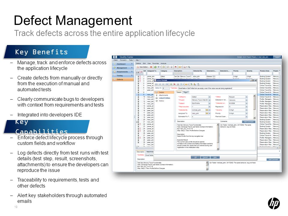 Defect Management Track defects across the entire application lifecycle. Key Benefits.