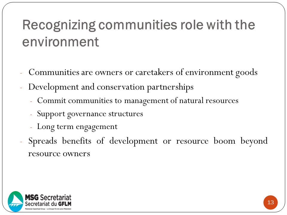 Recognizing communities role with the environment