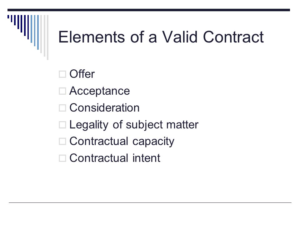 discuss the elements of a valid contract