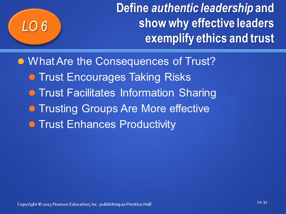 Define authentic leadership and show why effective leaders exemplify ethics and trust
