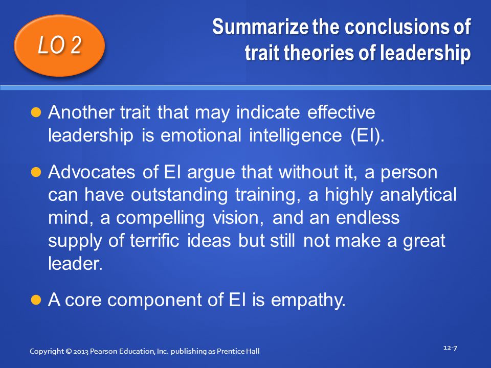 Summarize the conclusions of trait theories of leadership