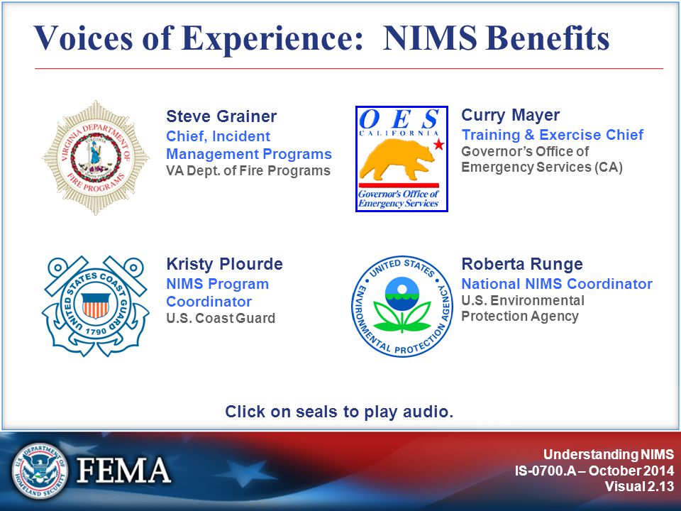 Voices of Experience: NIMS Benefits