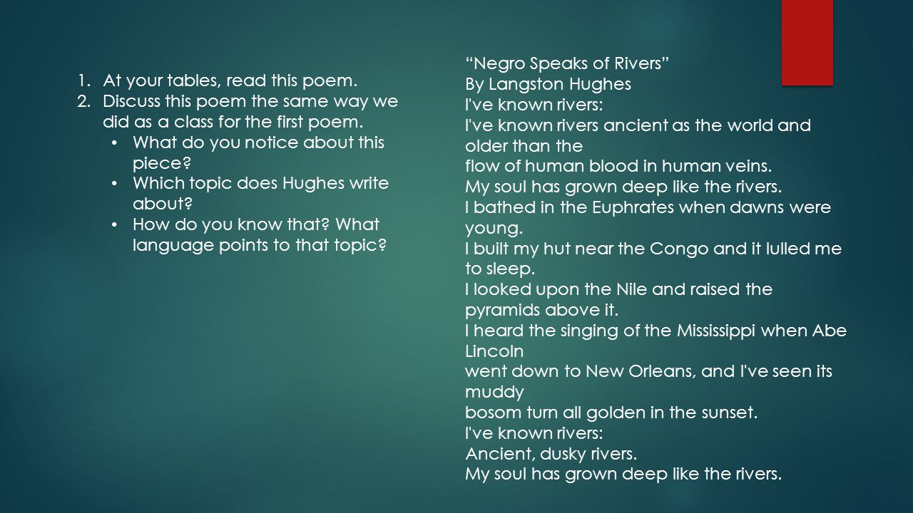 Negro Speaks of Rivers By Langston Hughes