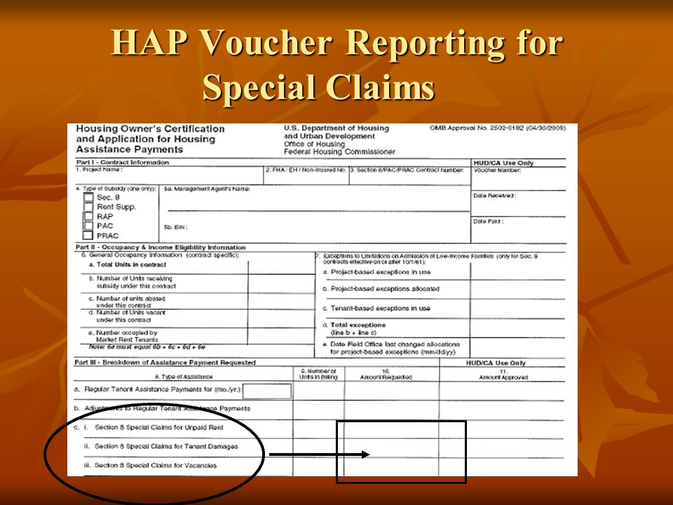 HAP Voucher Reporting for Special Claims