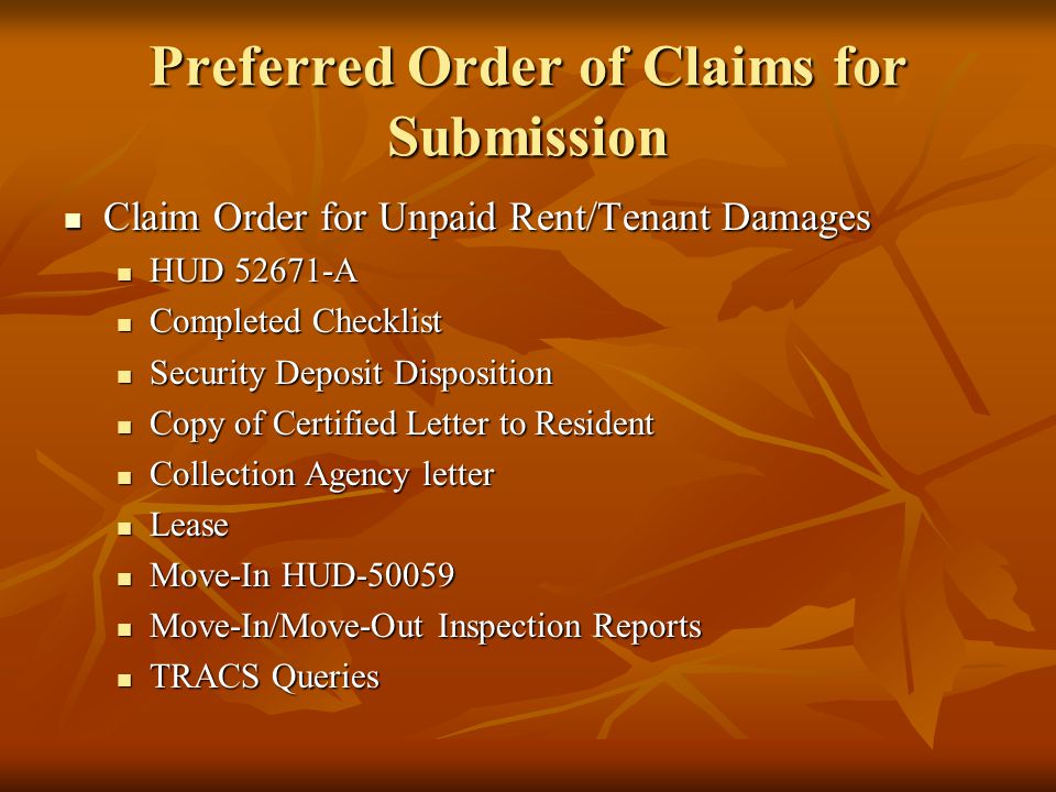Preferred Order of Claims for Submission