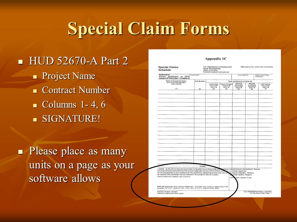 Special Claim Forms HUD A Part 2