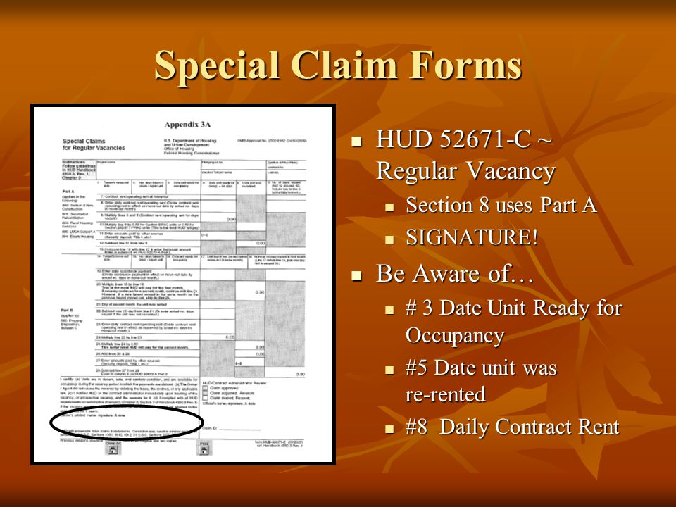 Special Claim Forms HUD C ~ Regular Vacancy Be Aware of…