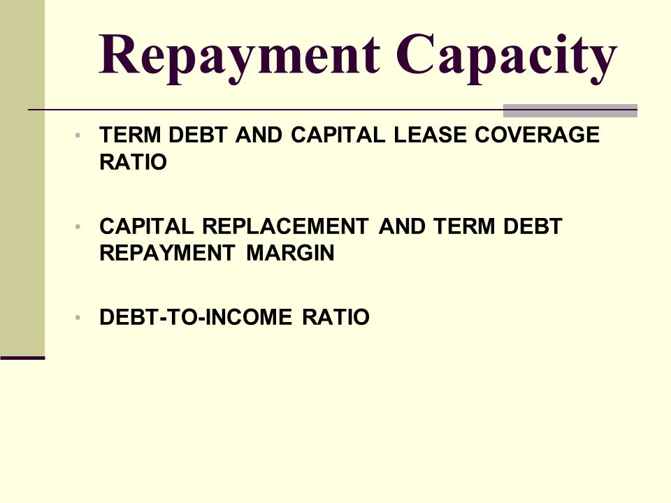 Repayment Capacity TERM DEBT AND CAPITAL LEASE COVERAGE RATIO