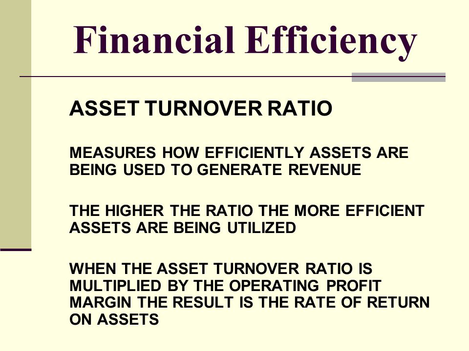 Financial Efficiency ASSET TURNOVER RATIO