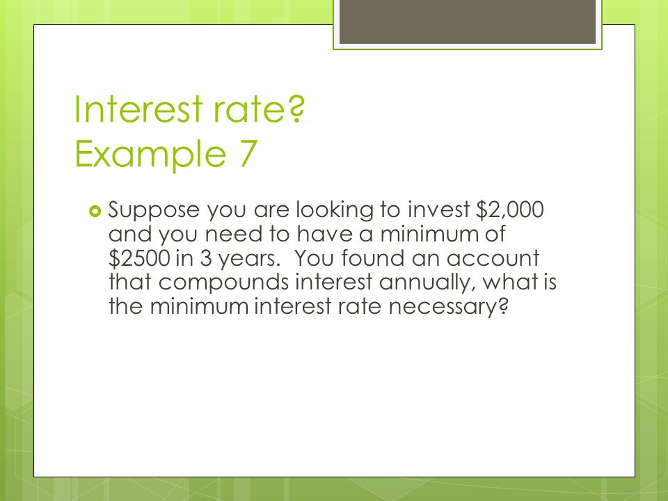 Interest rate Example 7