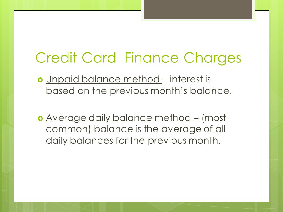 Credit Card Finance Charges