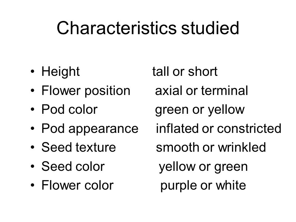 Characteristics studied
