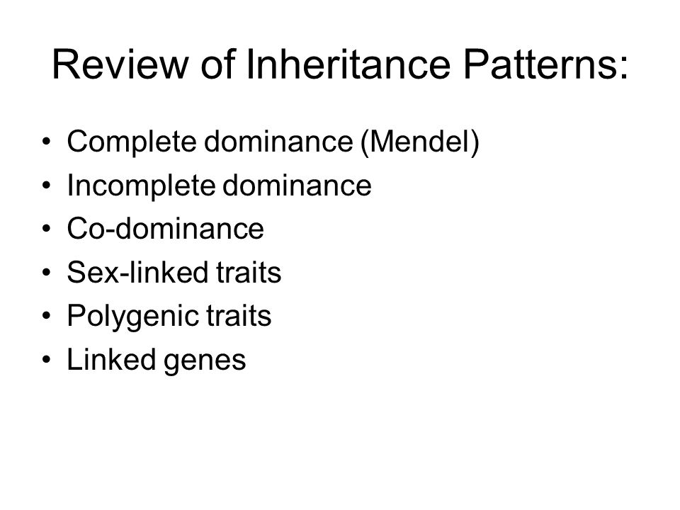 Review of Inheritance Patterns: