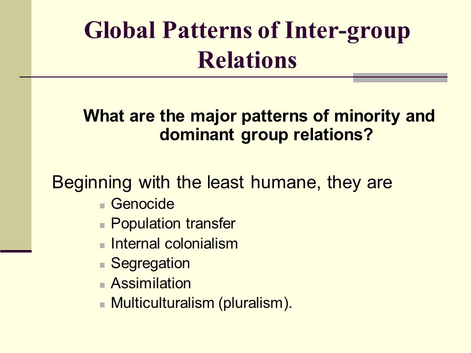 Global Patterns of Inter-group Relations