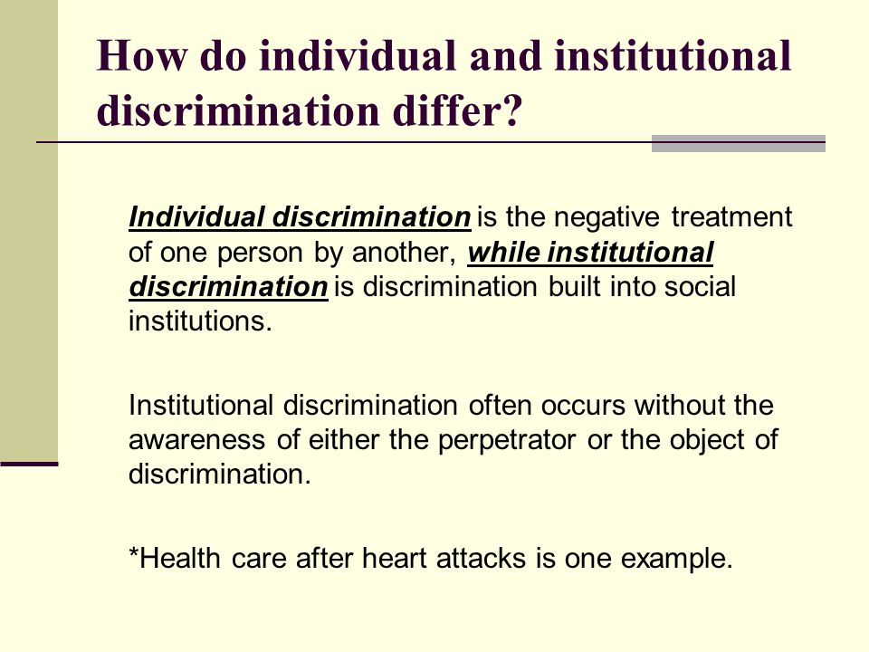 How do individual and institutional discrimination differ