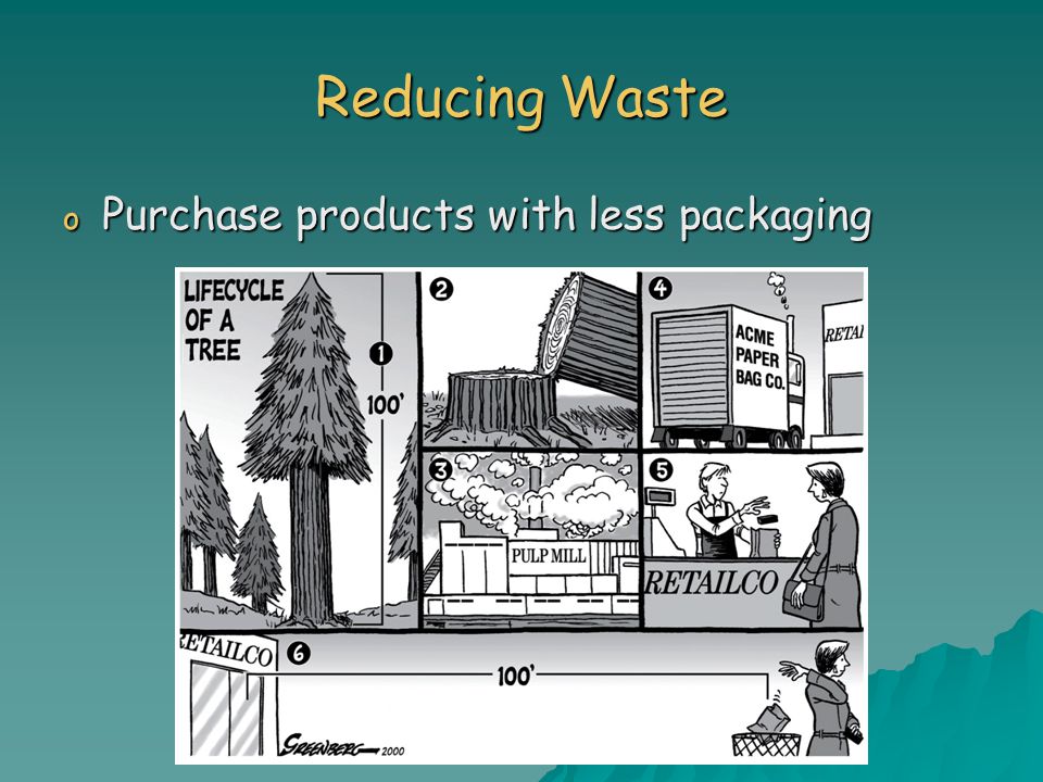 Reducing Waste Purchase products with less packaging
