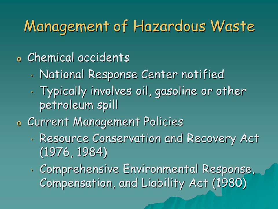 Management of Hazardous Waste