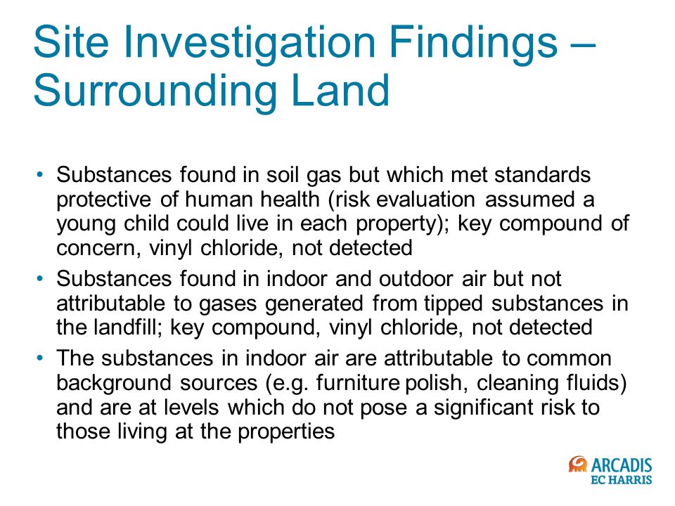 Site Investigation Findings – Surrounding Land