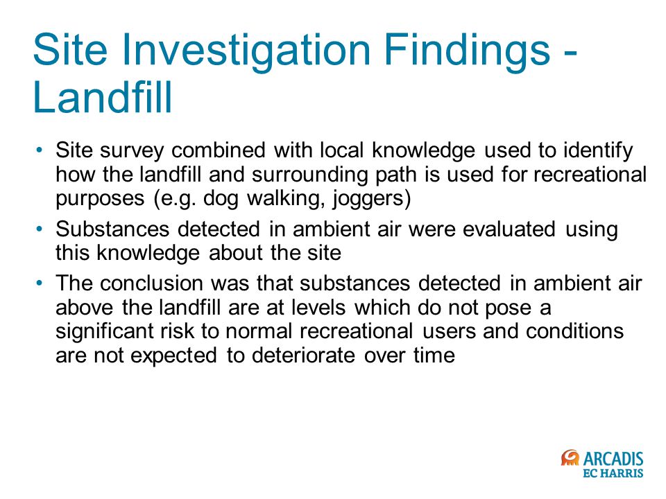Site Investigation Findings - Landfill