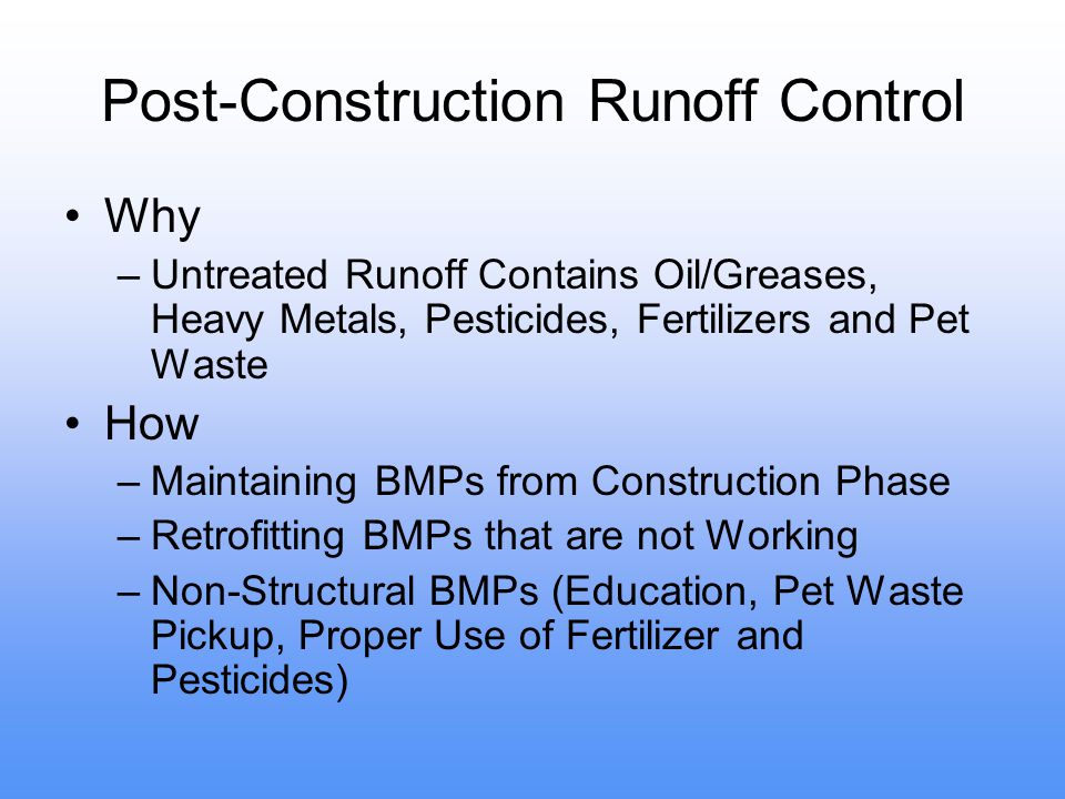 Post-Construction Runoff Control