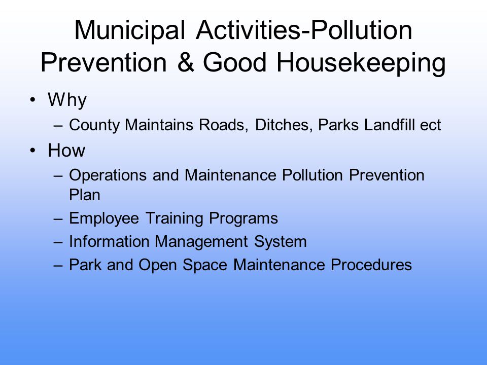 Municipal Activities-Pollution Prevention & Good Housekeeping