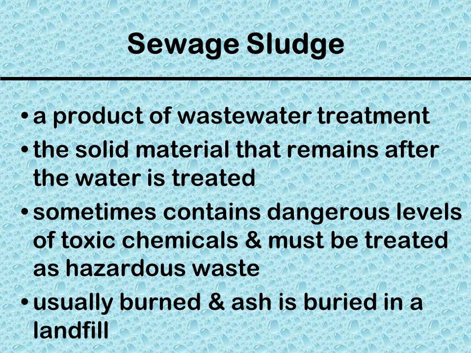 Sewage Sludge a product of wastewater treatment