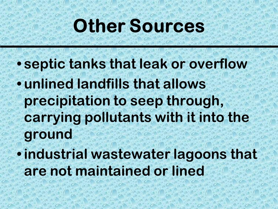 Other Sources septic tanks that leak or overflow