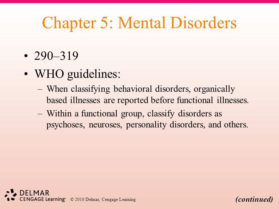 Chapter 5: Mental Disorders