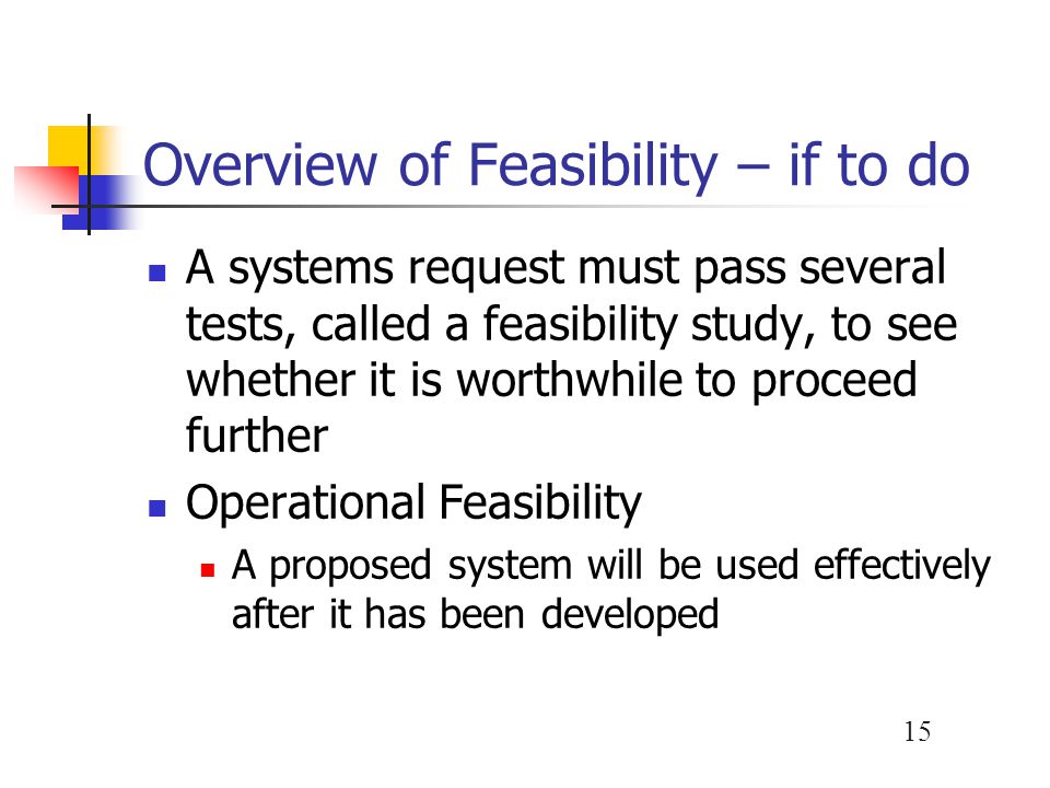 Overview of Feasibility – if to do